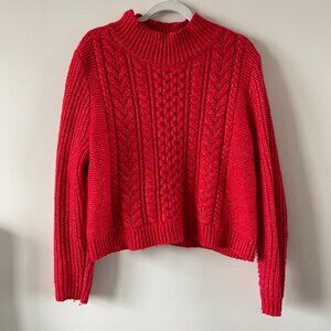 LOFT Red Knit Turtleneck Sweater